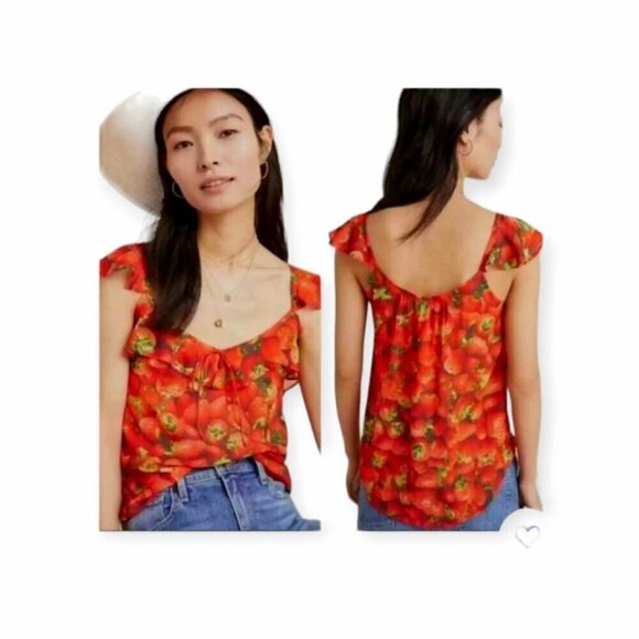 Anthropologie **Strawberry Print Sleeveless Top** Size 6 EUC - Picture 4 of 12